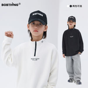 
Boys' winter clothing with letter logo half-zip stand-up collar T-shirt fleece long-sleeved children's thickened bottoming shirt children's clothing top