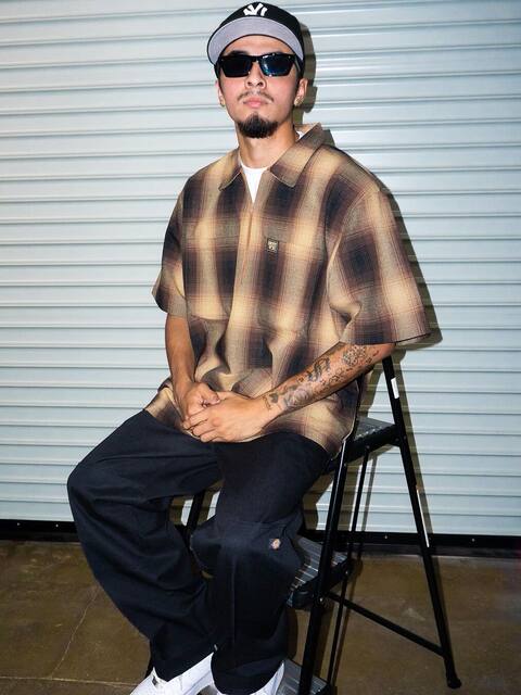 In Stock Fb County Checker Zip Shirt Chicano Plaid Half-Zip Short ...