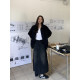 Halo Luu retro black denim skirt for women early spring washing casual slim long skirt design sense a line skirt
