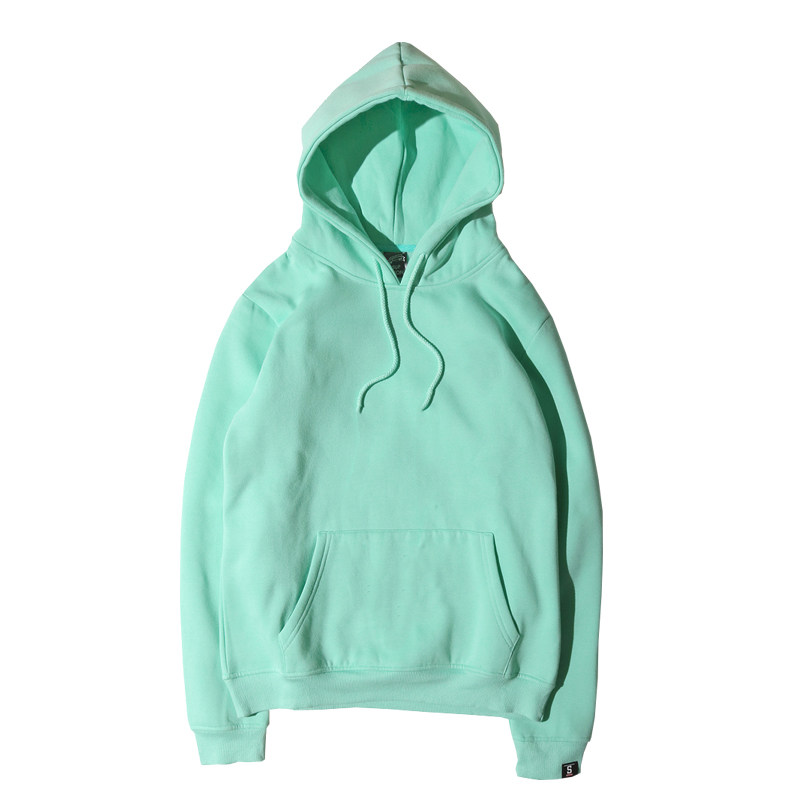Supeeon Mint Green Fleece Hoodie Loose Fit Velvet Sweatshirt