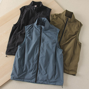 
2025 Spring and Summer Men's and Women's Clothing Windproof Vest Casual Stand-up Collar Vest Functional Jacket Outdoor Sports Workwear Style