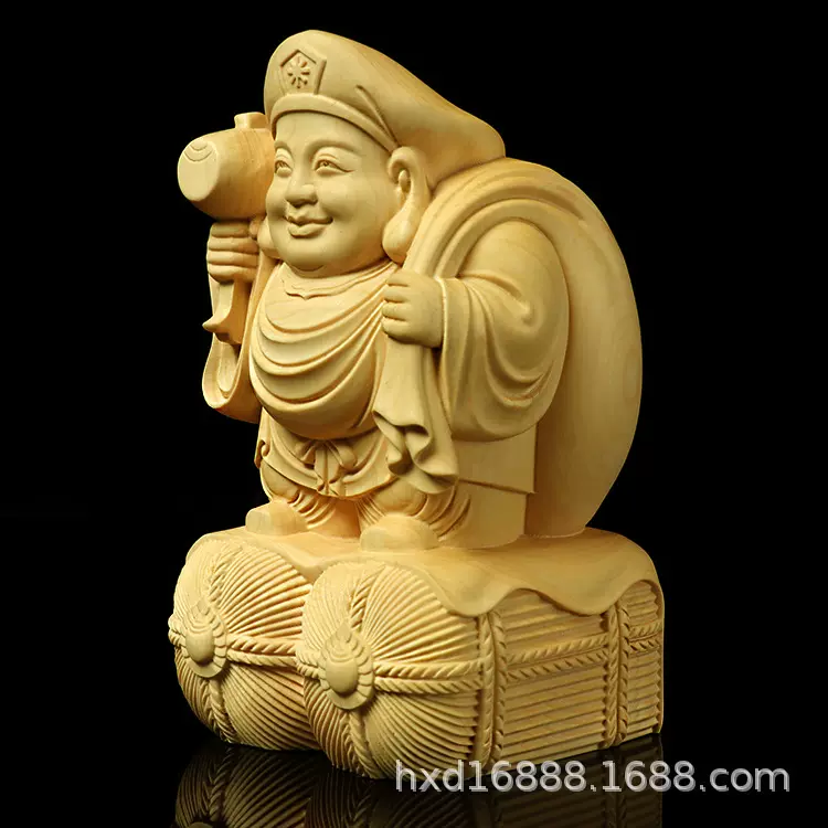 黄杨木雕大黑天护法神财神送礼工艺品实木佛像摆件-Taobao
