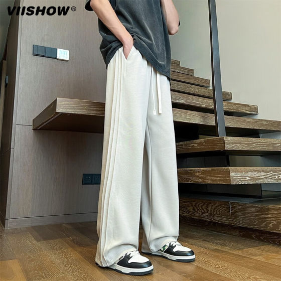 VIISHOW in stock retro trendy brand solid color straight-dial draped sports sweatpants for men and women loose versatile casual trousers
