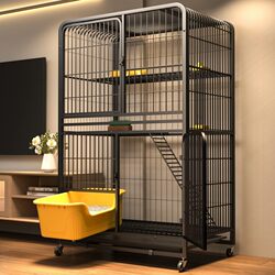Cat Cage with Integrated Toilet for Home Use, Large Indoor Free Space, Cat Villa, Cat House, Foldable Cage