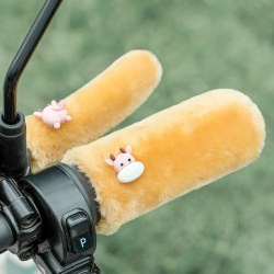 Electric bike riding winter warm plush handle cover
