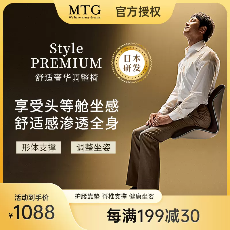 豪華版日本MTG Style PREMIUM矯姿坐墊護腰靠墊脊椎支撐護腰坐墊-Taobao