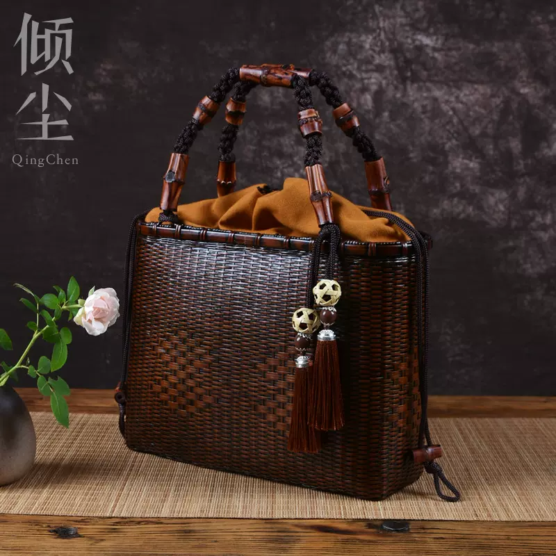 手工編織包包日式竹包手提包禪意文藝復古女包中國風茶服拎包新潮-Taobao
