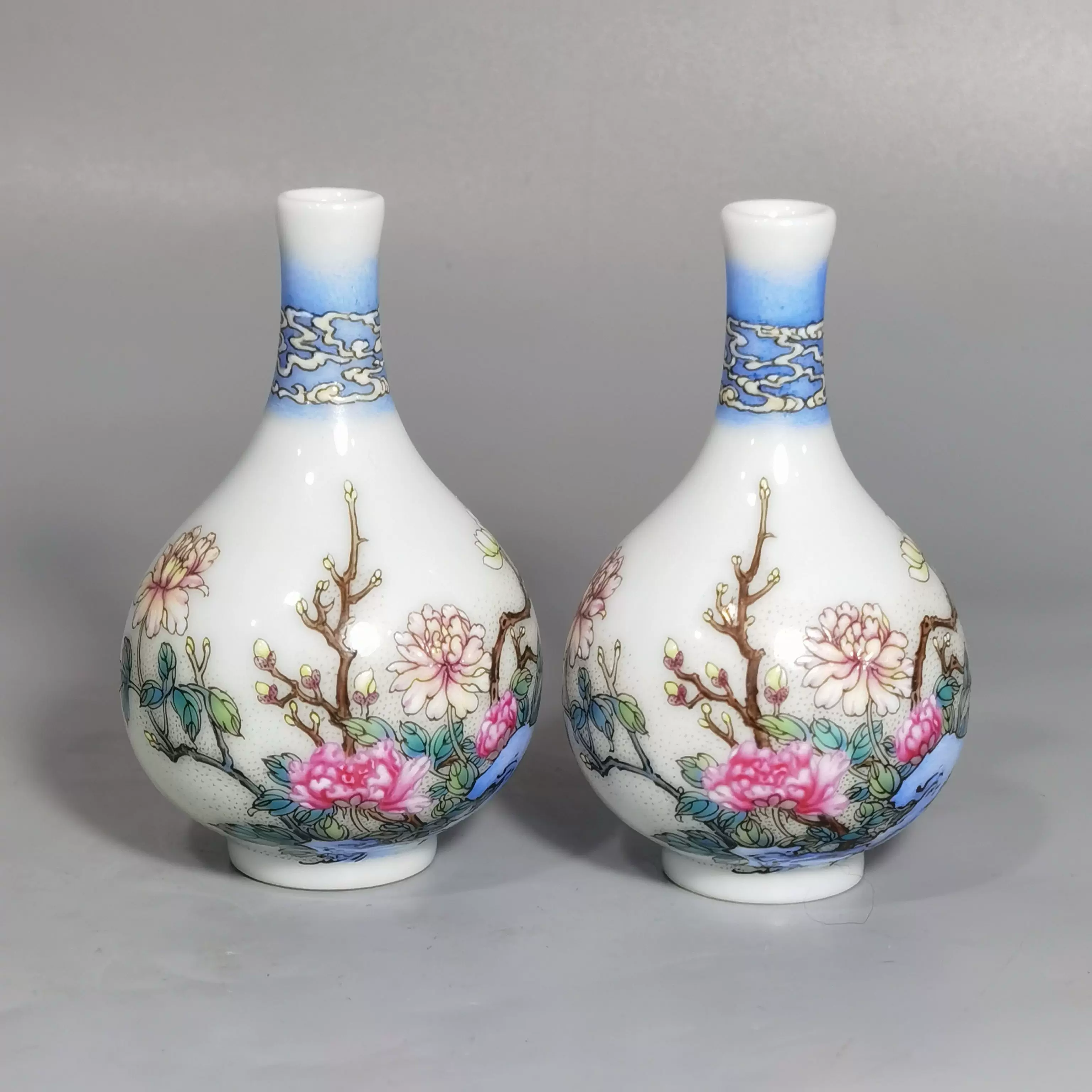 清乾隆青花粉彩人物故事图赏瓶海外回流古董古瓷器收藏20515