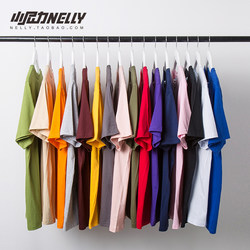 Hip-Hop Pure Cotton Solid Color Couple Short-Sleeve Base Shirt T-Shirt White Unisex Tee Pure Black Half-Sleeve Clothing Top