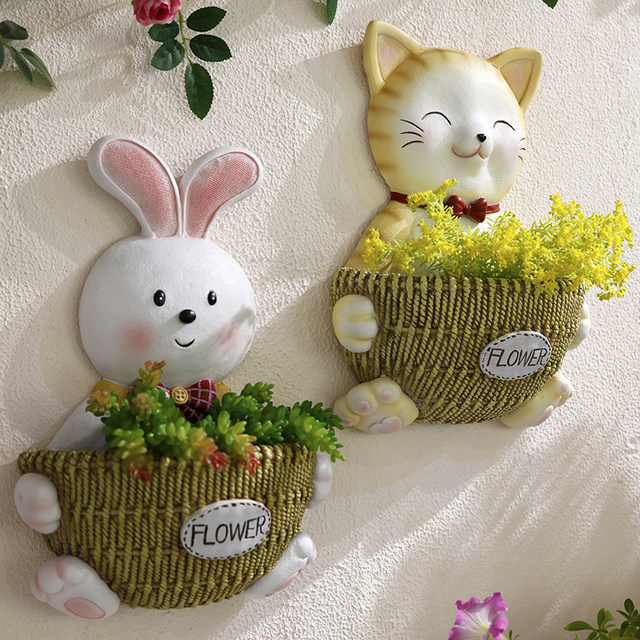 
Cute child-interesting succulent pot plant resin animal flower pot green plant micro landscape home gardening wall hanging flower basket flower appliance