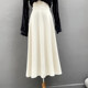 Spliced ​​skirt for women in spring and autumn zipper elastic large sway work temperament simple solid color umbrella skirt versatile midi skirt
