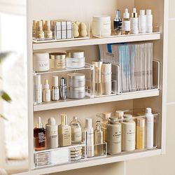 Hot selling mirror cabinet storage box bathroom cabinet layered partition cosmetics rack bathroom wall hanging bezel lipstick face