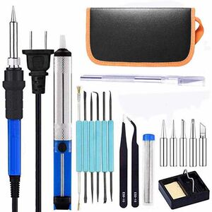 
Hot Selling [Discount Price] Solder Set 19-piece Temperature Adjustable Soldering Iron Tool Set Adjustable Temperature Soldering