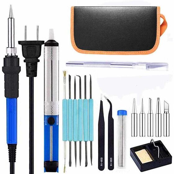 
Hot Selling [Discount Price] Solder Set 19-piece Temperature Adjustable Soldering Iron Tool Set Adjustable Temperature Soldering