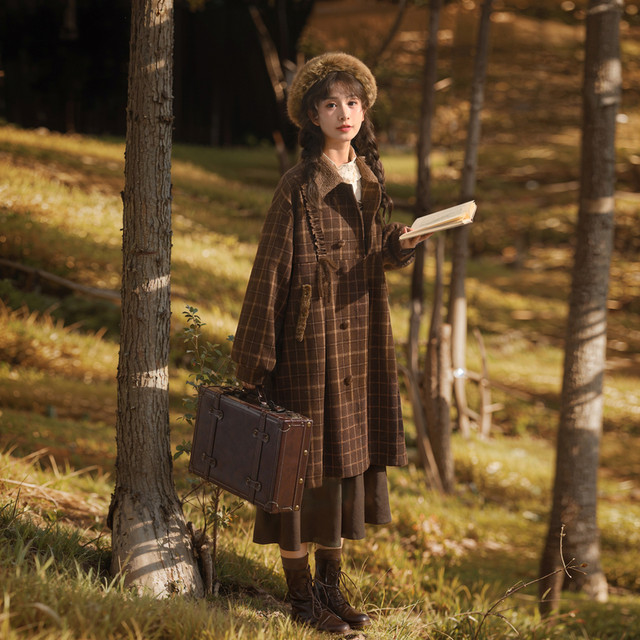 Original British plaid wool coat mid-length coat winter retro wool coat ...