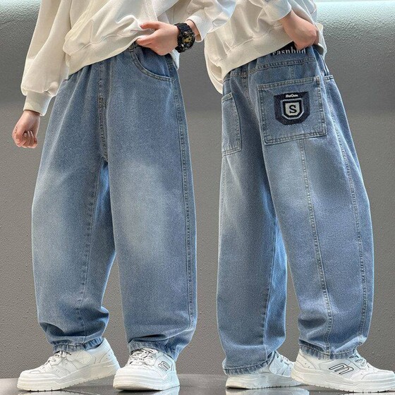 
Boys' jeans spring and autumn new fashion big boys' loose straight Korean style casual pants handsome trendy children's pants