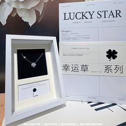 Lucky Four-Leaf Clover Necklace for Women, Sterling Silver 925 Clavicle Chain, Birthday and Valentine's Day Gift for Girlfriend or Best Friend, Gift Box