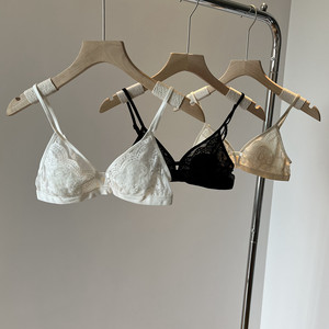 Rabbit ear bra ultra-thin French lingerie for women without steel rings, breathable and sexy lace bra for summer bra girls