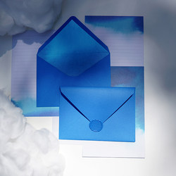 Klein Blue Letter Paper, Handwritten Letter, Wax Seal Set, Klein Blue Abstract, Stylish, Futuristic, Universal