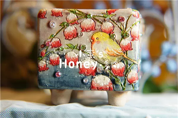 Honey多肉 黑雪公主韩国进口手工盆多肉花盆铃兰鸟精品