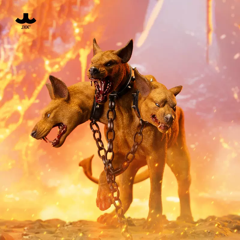 现货JXK地狱三头犬模型仿真1/6凶猛冥府地狱狗手办树脂配兵人偶