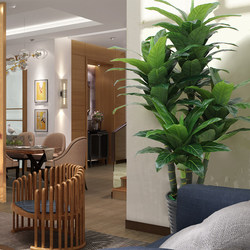 Simulated Plant Potted Plant, Bionic Money Tree, Landscaping Plastic Fake Green Plant, Living Room Decoration, Floor-Standing Fake Flower, Interior Decoration