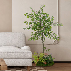 Simulated Green Plant Hanging Clock, High-End Light Luxury Indoor Artificial Green Plant Ornament, Living Room Happiness Tree Decoration, Large Landscaping Potted Plant