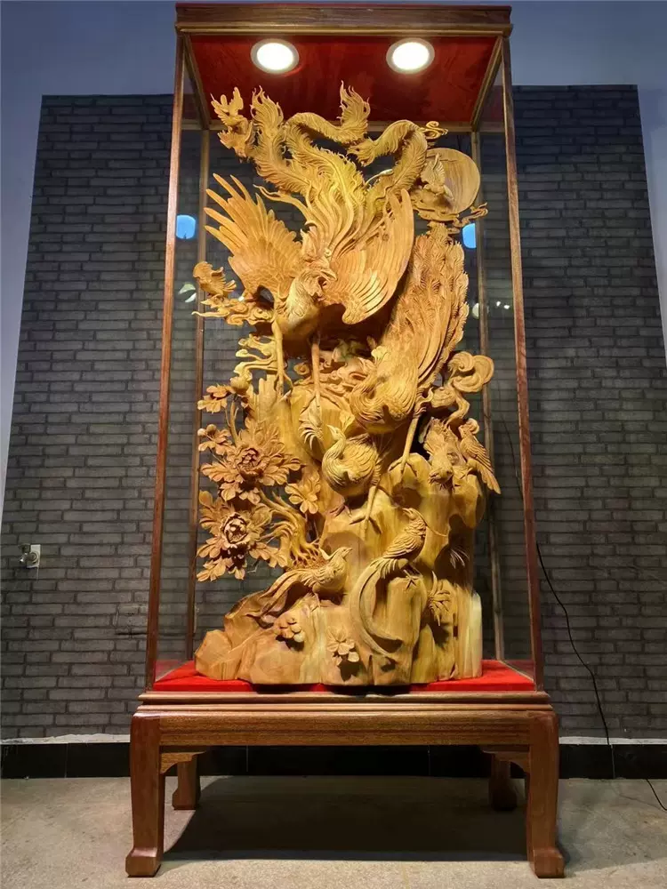 大型 江戸期 木彫彩色「漢詩彫文 磬』幅40cm 重1723g 15.5万円の品