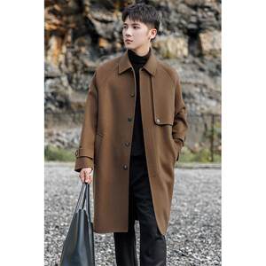
Men's double-sided full wool wool coat mid-length 2025 autumn and winter new men's velvet high-end trench coat