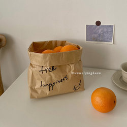 Zhiwu ins Wind Letter Kraft Paper Bags, Pack of 10! Large Capacity Vegetable and Fruit Sorting Storage Bags