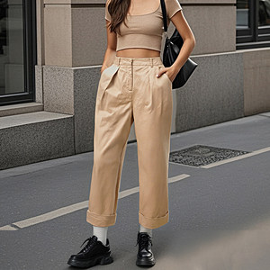 
European and American single ~ Excellent texture! High-waist loose carrot pants/casual cropped pants/harem pants/dad pants for women in summer