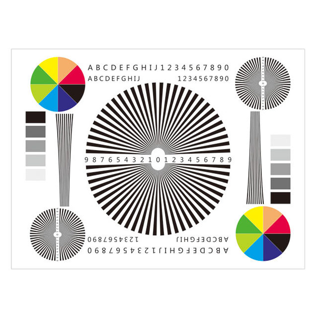Lens focus test card surveillance camera test chart focus debugging