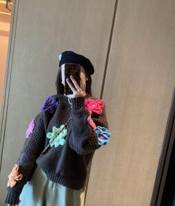 
South Korea Dongdaemun 2026 Autumn and Winter Customized Three-dimensional Colorful Flower Crochet Pullover Knitted Sweater