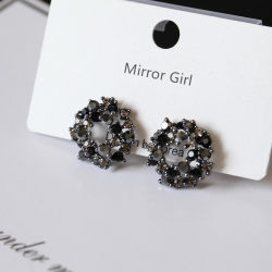 Black Zircon Hoop Earrings 925 Sterling Silver Needle Studs 2025 New Trendy Super Shiny Elegant Women's Earrings Hypoallergenic