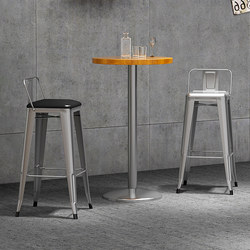Industrial Style Wrought Iron Bar Stools, Music Bar Stools, Wrought Iron and Solid Wood Cashier Counter High Stools with Backrest
