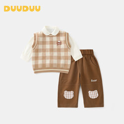 DUUDUU baby autumn clothing 2025a category baby clothes children's clothing Korean children's clothing two-piece boy suit