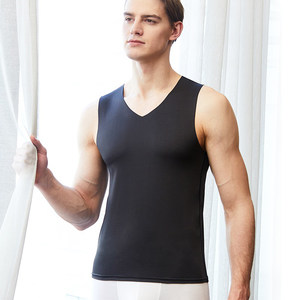 新款男士冰丝背心打底无痕健身高弹运动透气吸汗男式黑白色夏季