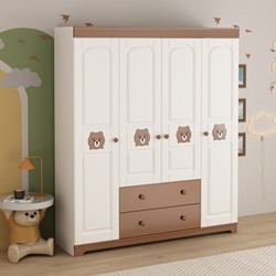 Solid Wood Simple Children's Wardrobe Cartoon Cute Baby Multifunctional Wardrobe Environmentally Friendly Cabinet Bear Wardrobe Storage Cabinet