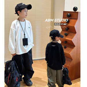 
Boys' long-sleeved T-shirts, children's spring tops, boys' spring clothes, 2026 new clothes, white bottoming shirts, children's clothing trends