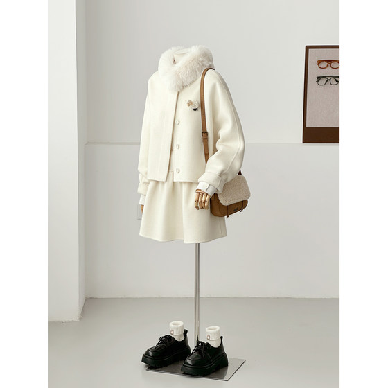 
Full discount Korean style simple fur collar short woolen coat for women, loose, slim and versatile coat HL158