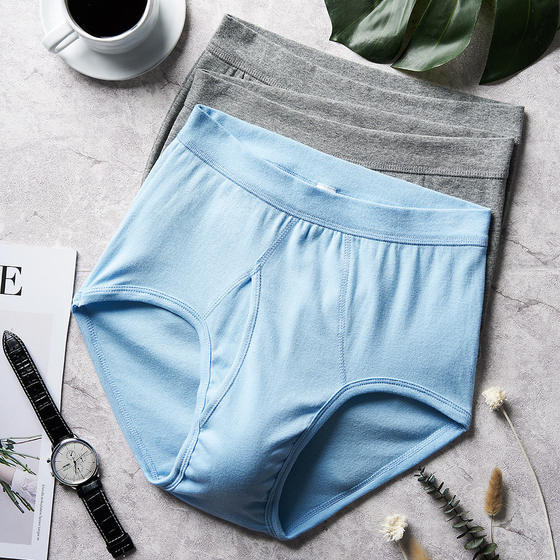 [3 packs] Three guns underwear men's pure cotton high waist briefs loose cotton middle-aged and elderly extra-floating underwear