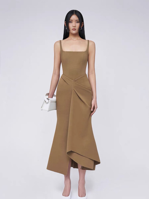 Halter Deep V Plunge High Waist Dress Autumn High Grade Sleeveless Waist Slimming Dress main image 1