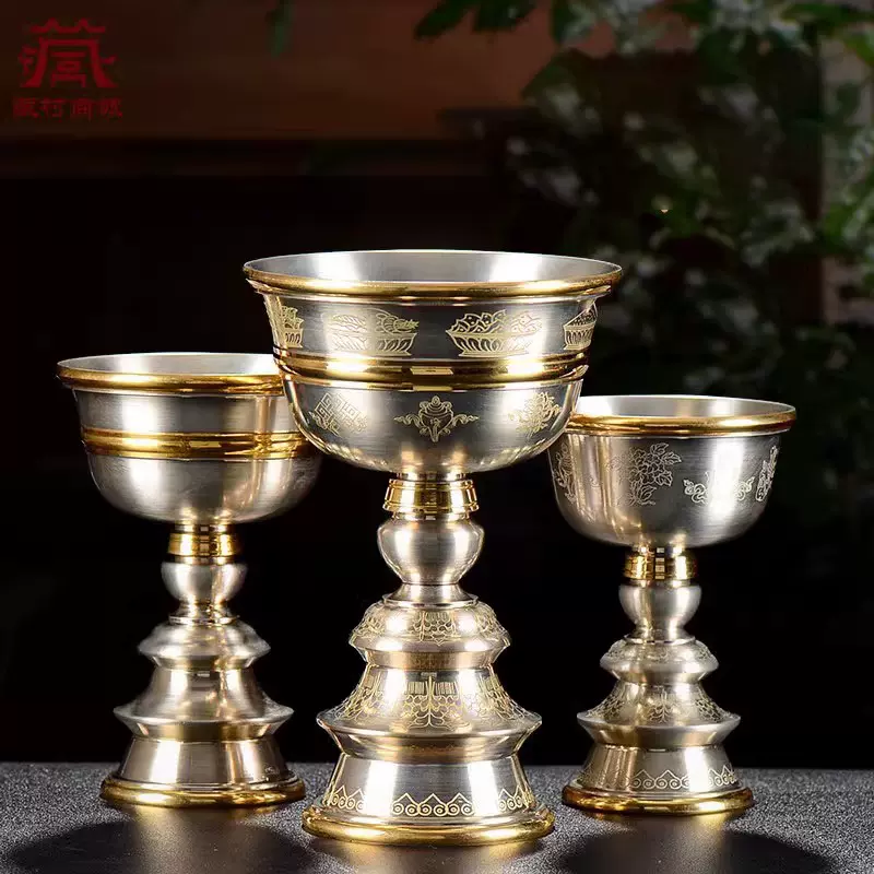 銅酥油燈座燈臺高腳用品燈用品燭臺印度手工長明燈酥油燈