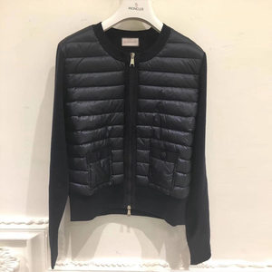 High -quality new down jacket Short model 2023 spring autumn and winter ladies jacket wool stitching round neck zipper jacket
