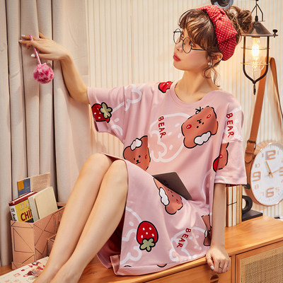 Polyester short sleeved pajamas, pajamas, casual, comfortable, sweet, cute cartoon, spring and autumn, medium size home clothing, student summer