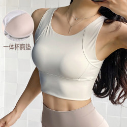 Yoga Clothing Sports Intimates Women's Professional Running Bubble Wrap Push-up Gathering Assiset Fitness Bra Gathering Yoga Vest