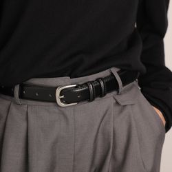 Leather Belt for Women, Simple and Neutral Cowhide Belt, Niche Commuter Versatile Casual Black Leather Belt for Men, Decorative Waist Belt