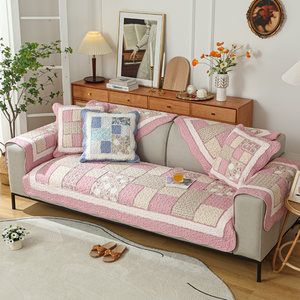 
All-cotton fabric pastoral patchwork four seasons universal thickened cotton cushion modern non-slip sofa cushion cover high-end