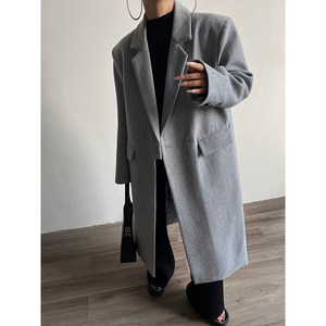 
AcupStudio Jiangyoushang European and American high-end metal buckle long woolen coat for women with strong aura and loose windbreaker