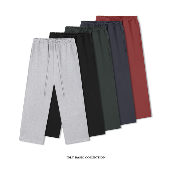 IDLT 500g heavy plush velvet thickened silhouette sling loose sports pants baggy versatile warm European and American trendy
